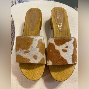 Seychelles Tan cow print clogs Size 10 New! Never worn. So cute!